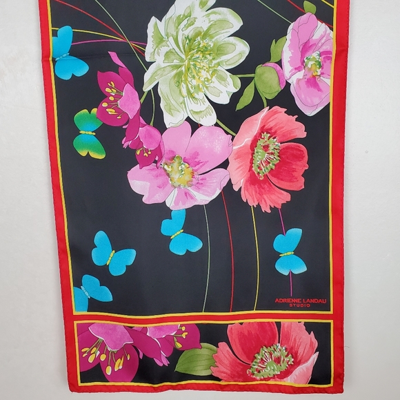 Adrienne Landau Silk Butterfly Floral Scarf - Picture 2 of 10